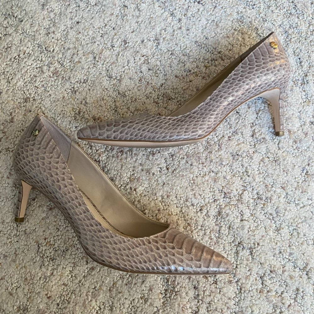 Calvin Klein Taupe Snakeskin Tami Pumps - Picture 3 of 5